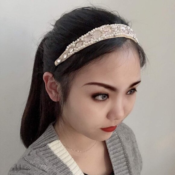 Beaded Elastic Headband Set 5 Styles Pearl Rhinestone Women\'s Fashion Accessorie